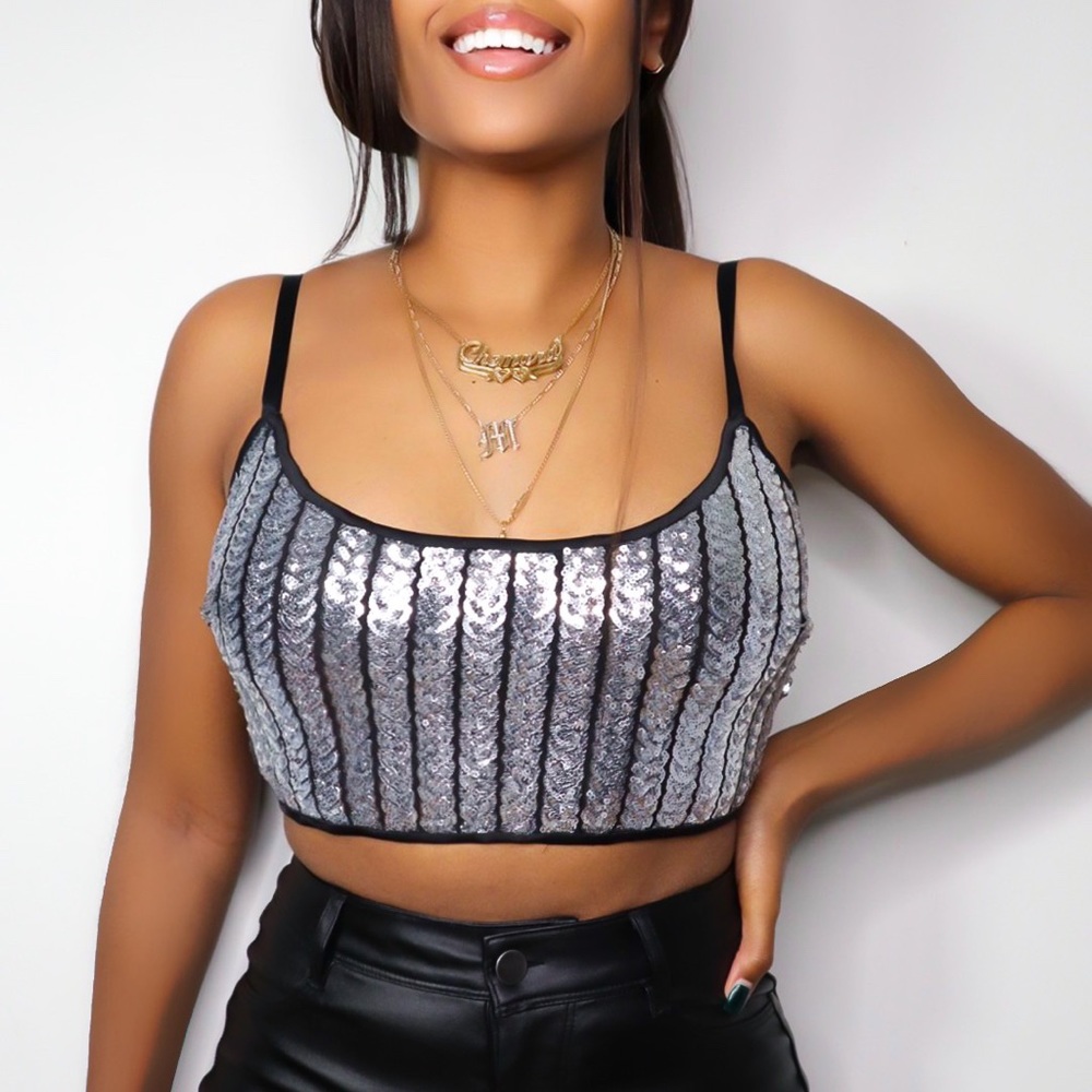 Sequined crop top